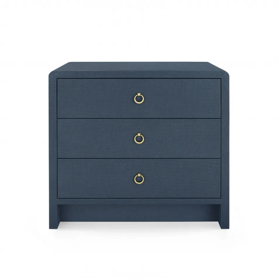 Bryant Linen 3-Drawer Side Table Blue Steel