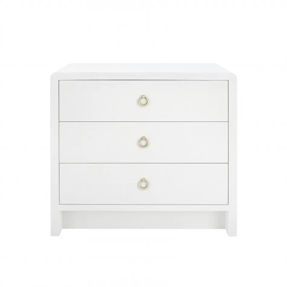 Bryant Linen 3-Drawer Side Table Chiffon White