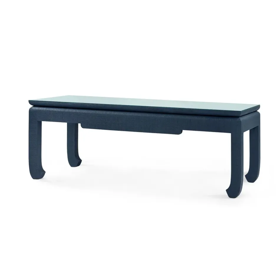 Bethany Storm Blue Coffee Table with Glass Top