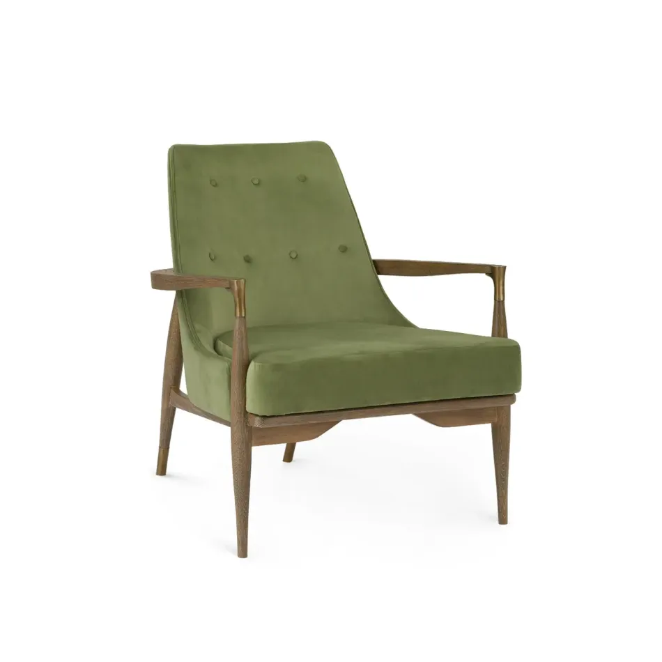 Bastian Driftwood and Forest Velvet Lounge Chair