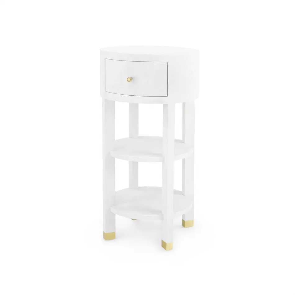 Claudette 1-Drawer Round Side Table Cream