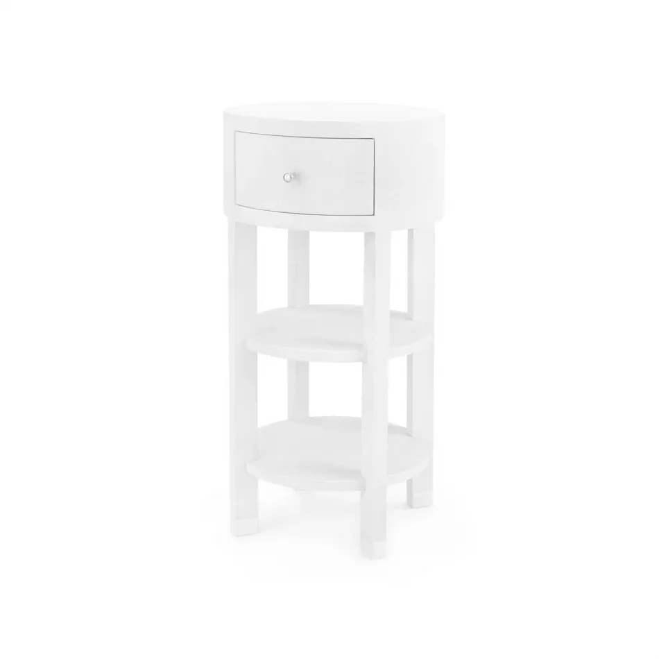 Claudette 1-Drawer Round Side Table Cream