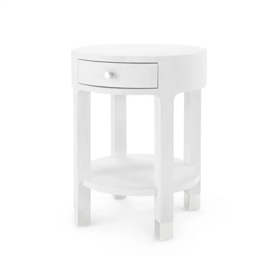 Dakota 1-Drawer Round Side Table Cream