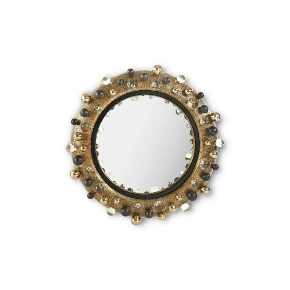 Eris Antique Brass Round Mirror