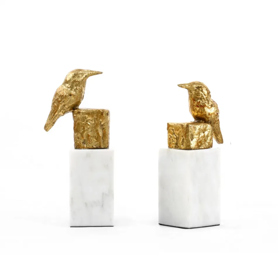 Finch Statue (Pair) Gold Leaf