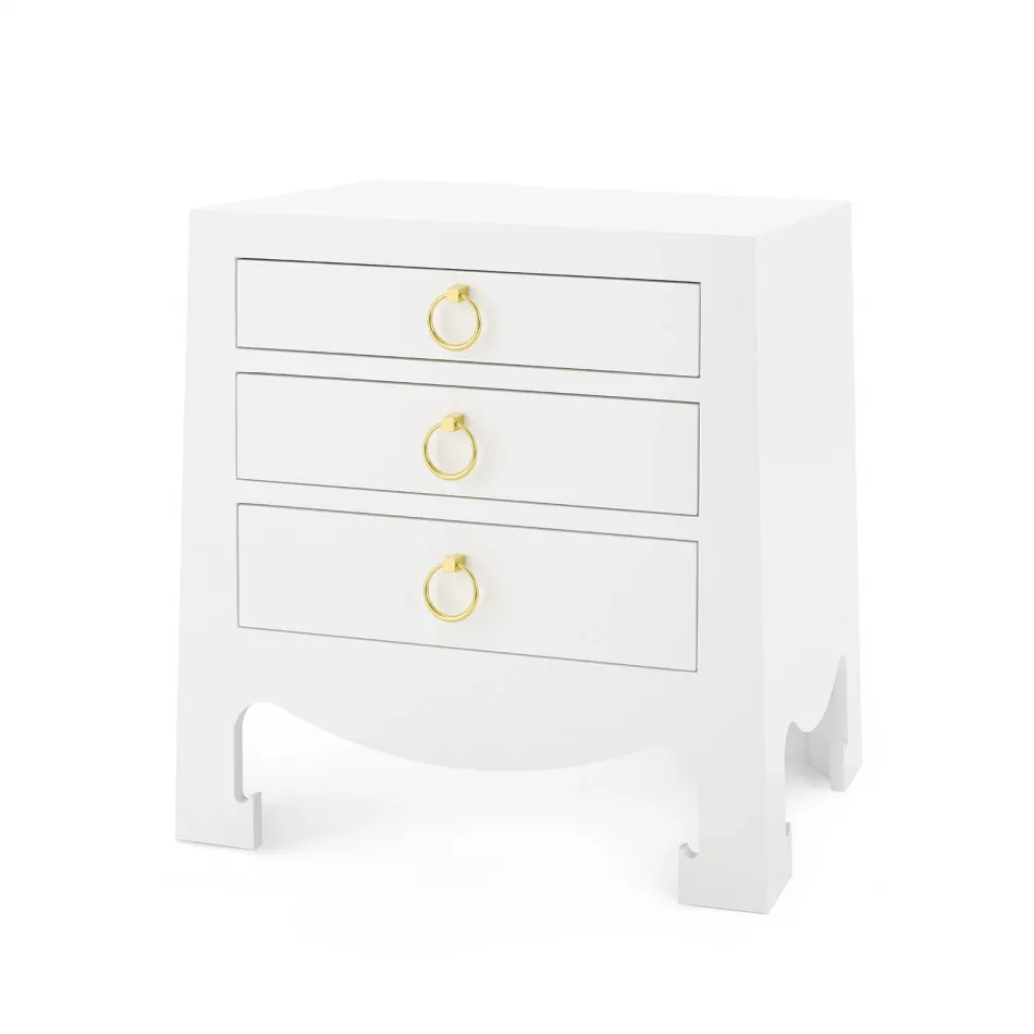 Jacqui 3-Drawer Side Table Chiffon White