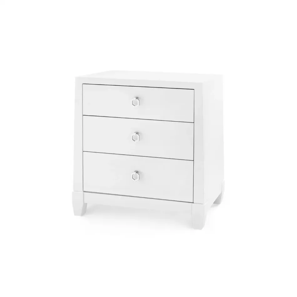 Madison 3-Drawer Side Table, Chiffon White