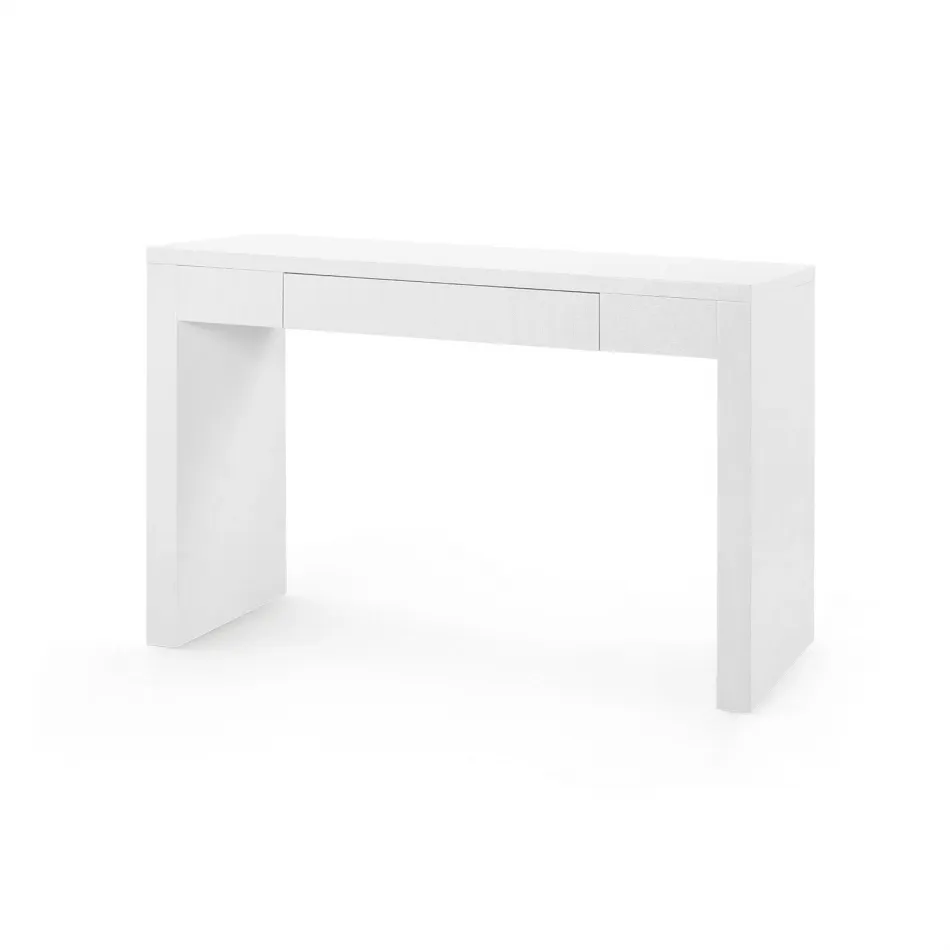 Morgan Grasscloth Console Table Chiffon White