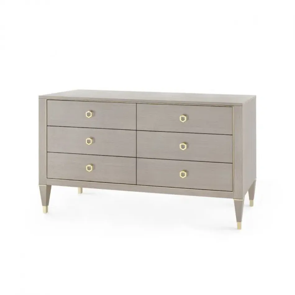 Morris Extra Large 6-Drawer Taupe Gray and Champagne