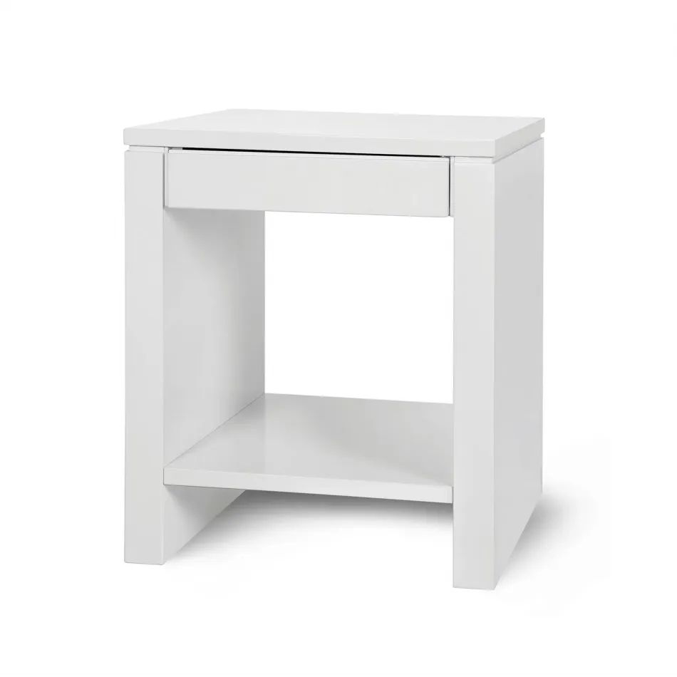 Odom 1-Drawer Side Table White Pearl
