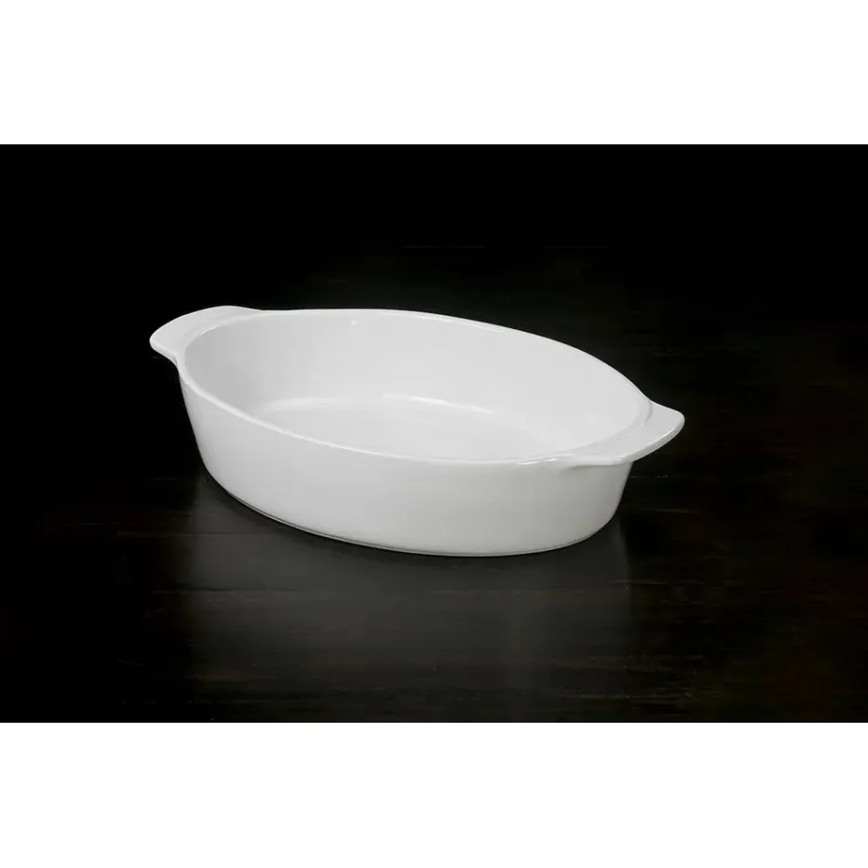 Oval Casserole Roaster White Stoneware 2QT