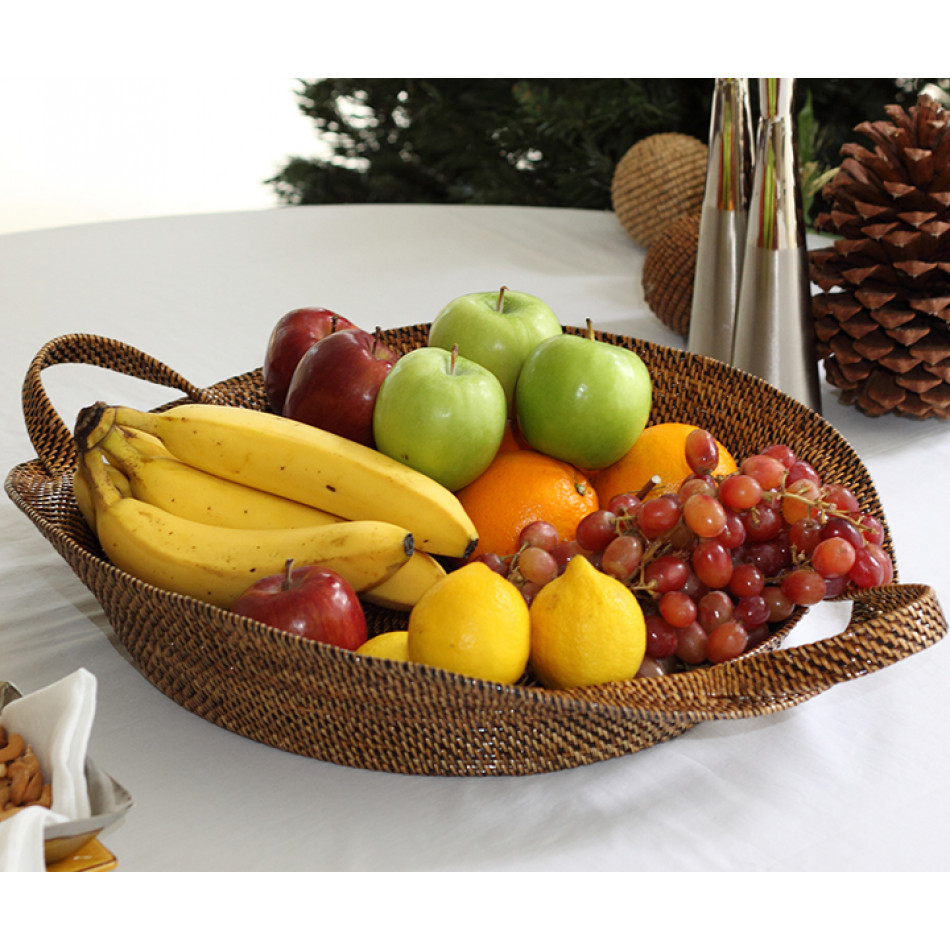 Oval Fruit Tray with Handles Large, 19"L x 16"W x 3.5"H