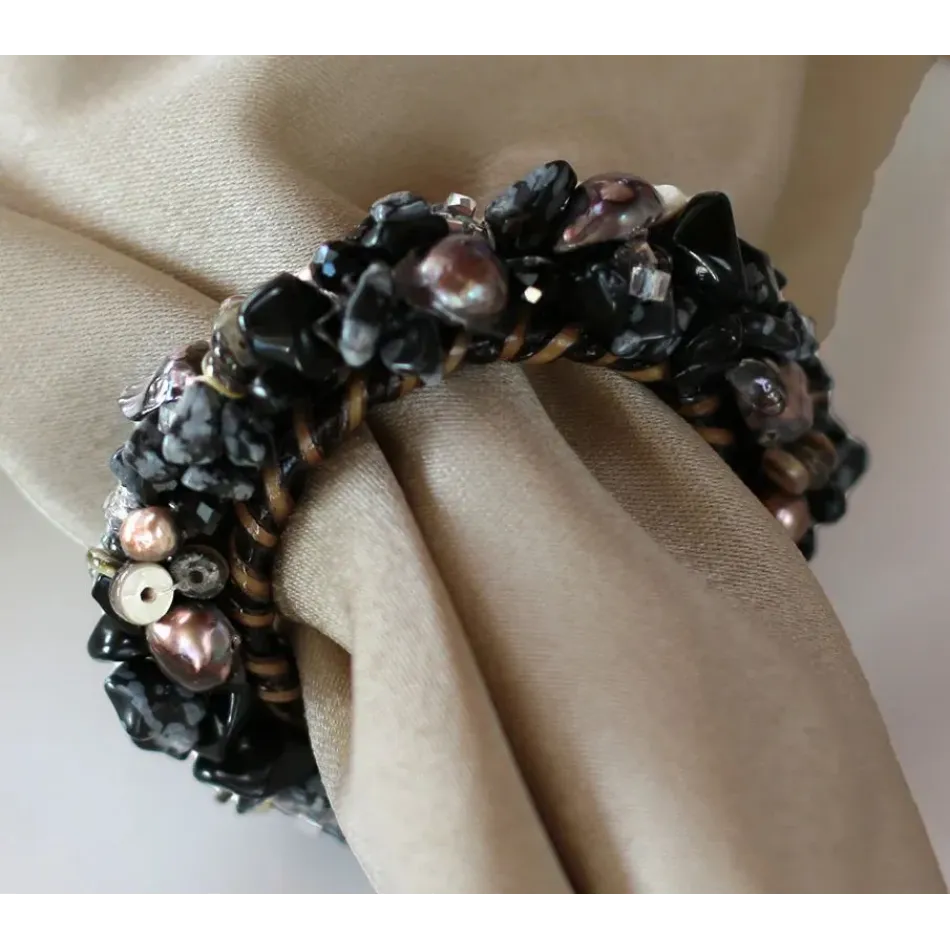 Jewelled Napkin Ring - Blackberries, set / 4 pcs