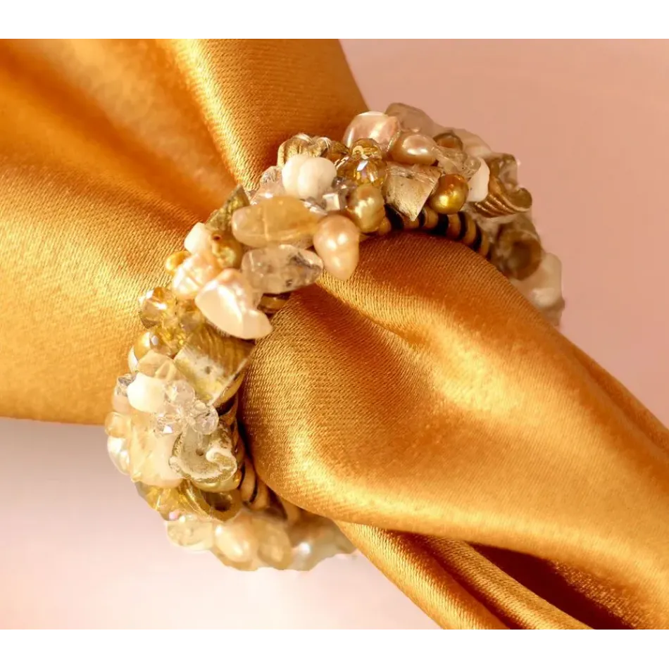 Jewelled Napkin Ring - Gold Diva, set / 4 pcs