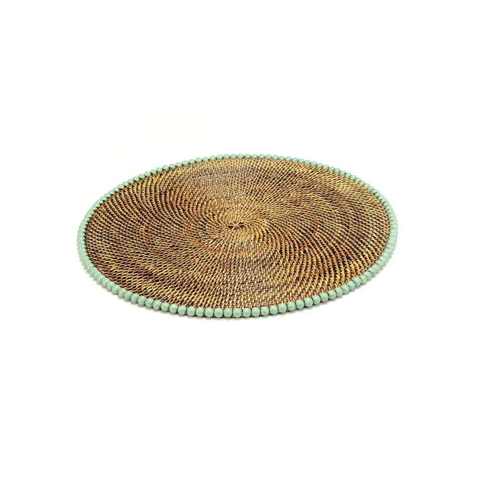 Round Placemat  w/ Beads, Light Mint Gold, Set of 4 (min 4 pcs)