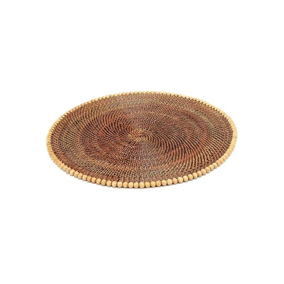 Round Placemat w/ Beads, Natural, Set of 4 pcs       (min 4 pcs)