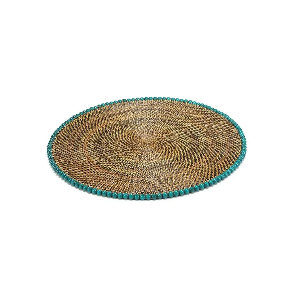 Round Placemat  w/ Beads, SeaGreen, Set of 4 pcs  (min 4 pcs)