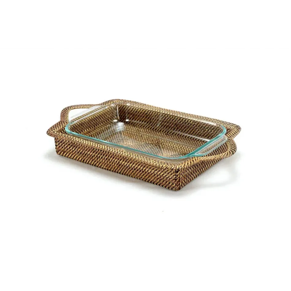 Rectangular Casserole Basket with Baking Dish (incl Pyrex 2 qt baker) 16"L x 9.5"W x 2"H