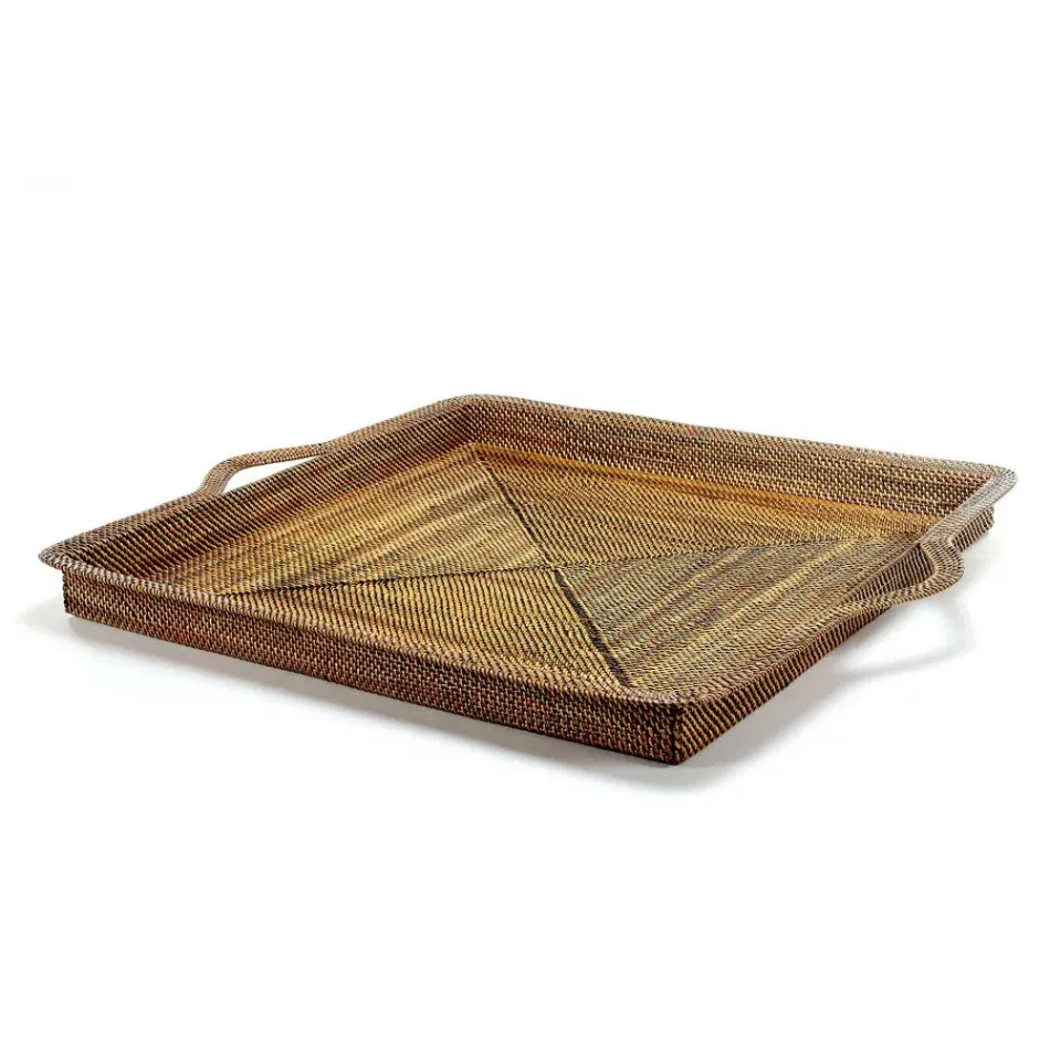 Extra Large Decorative Square Tray, with handles, 24" sq x H 2"