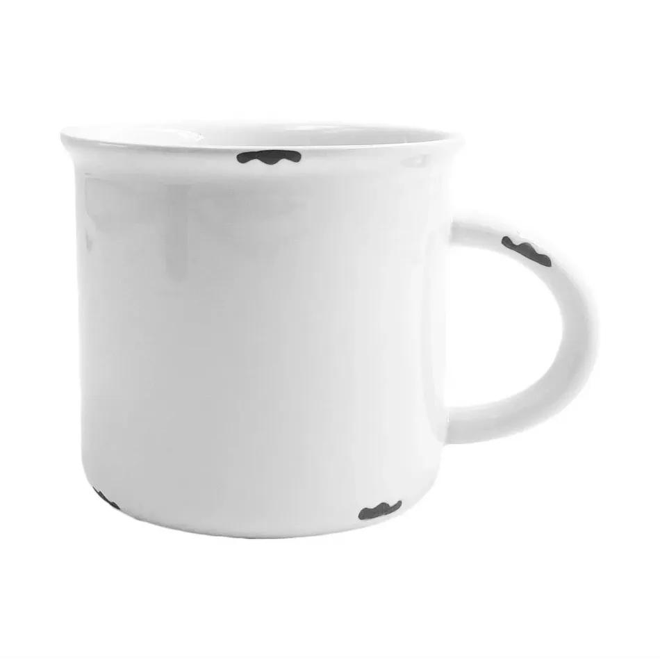 Tinware Set of 4 Mugs White/White Rim