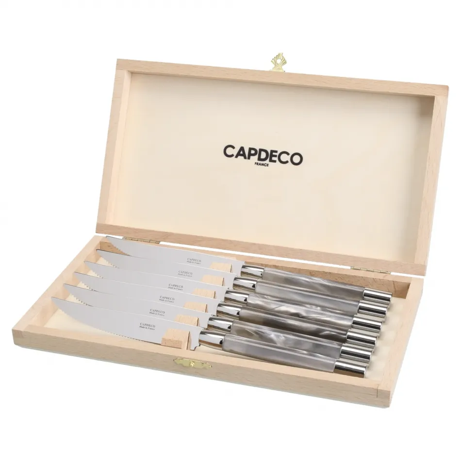 Conty Pink Gold Grey Box Of 6 Steak Knives
