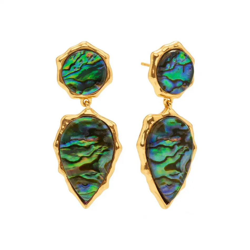 Aurora Abalone Double Drop Post Earrings
