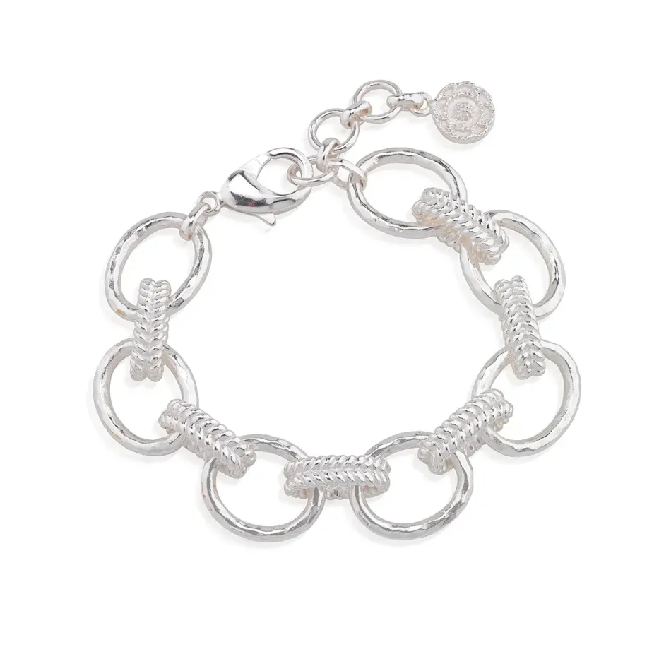 Cleopatra Silver Regal Link Bracelet 7"+1.5"