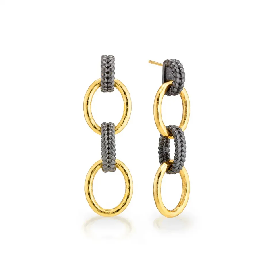 Cleopatra Regal Gold/Midnight Double Link Earrings
