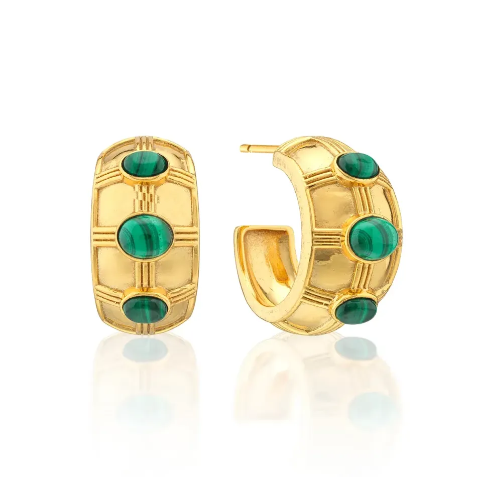 Cleopatra Malachite Bold Hoop Earrings