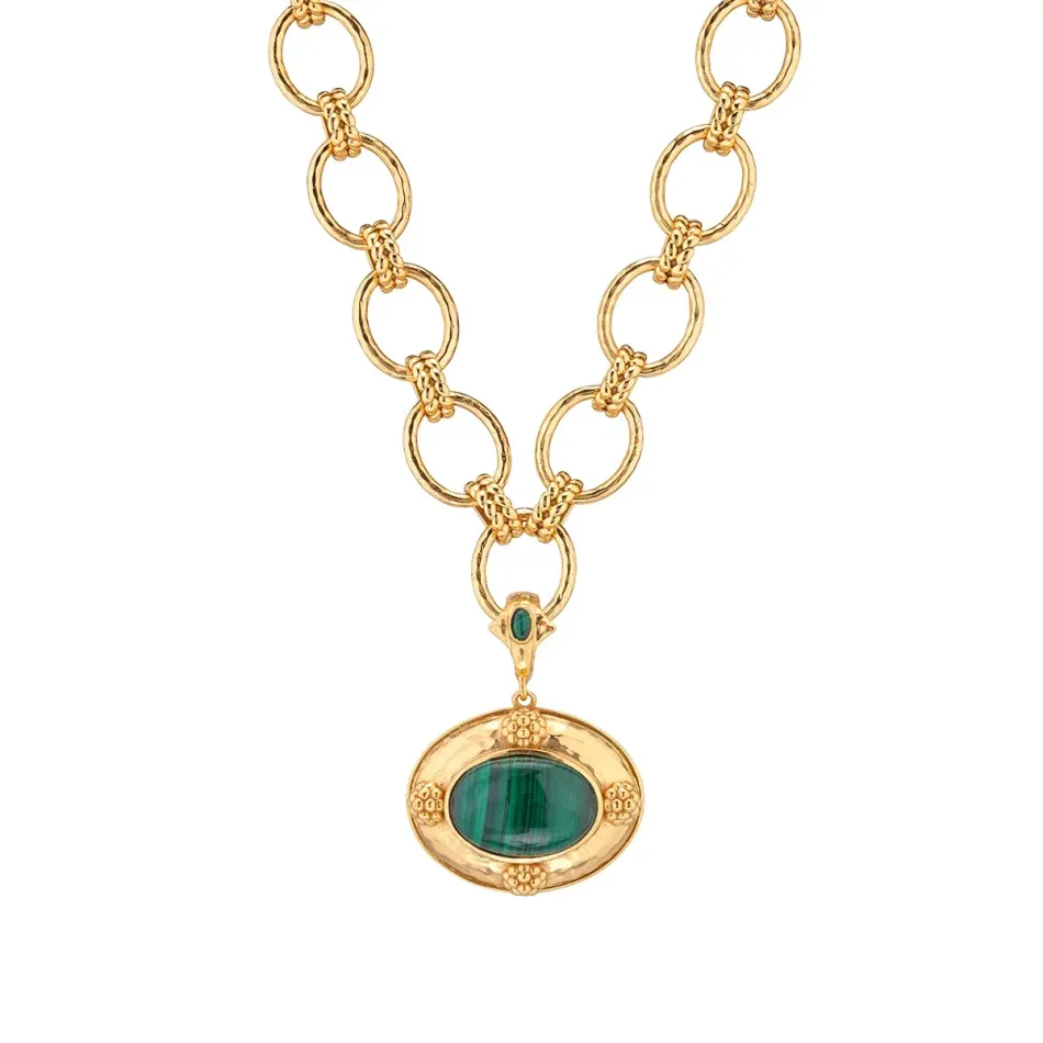 Cleopatra Malachite Removeable Pendant Necklace 16"+2"