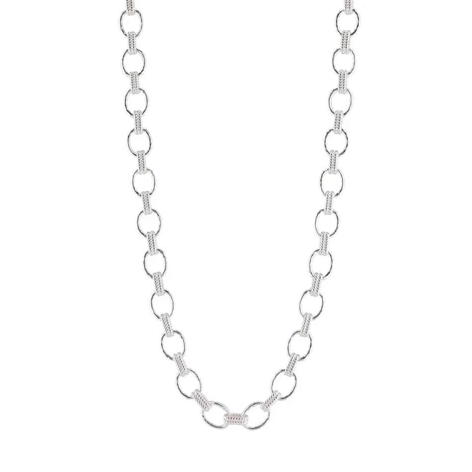 Cleopatra Silver Link Necklace Small 16"+2"