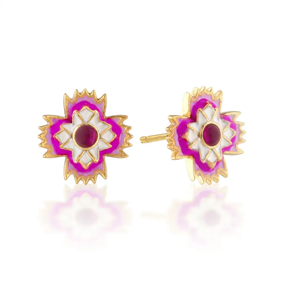 Dianthus Stud Earrings - Pink