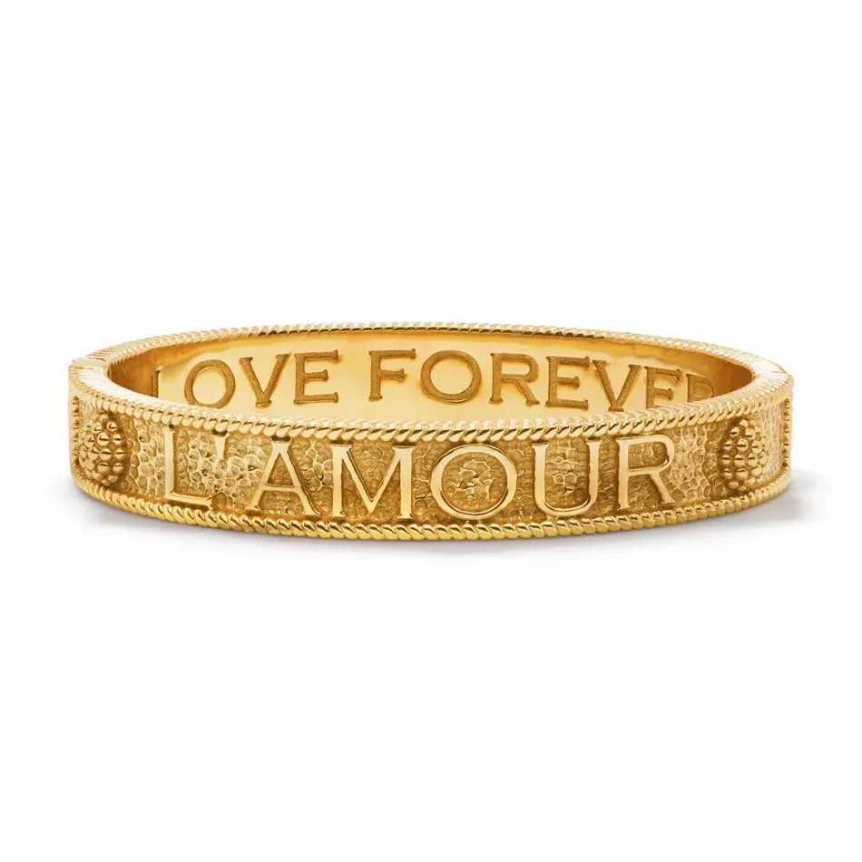 L'Amour Toujour Gold Hinged Bangle