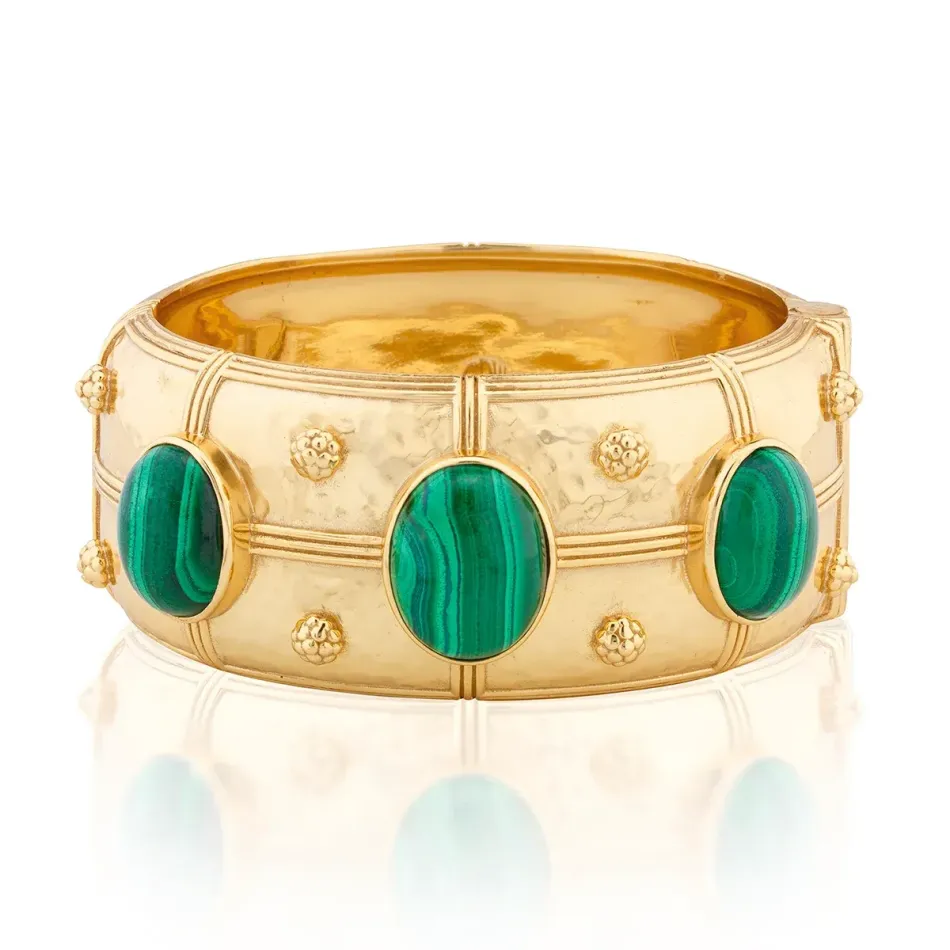 Cleopatra Malachite Hinged Bangle Grande