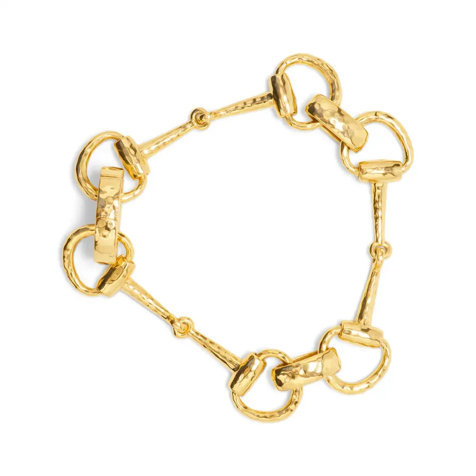 Equestrian Snaffle Bit Gold Bracelet 8"