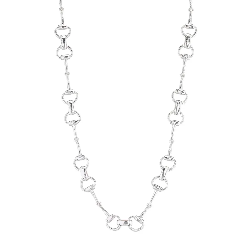 Equestrian Silver Snaffle Bit Chain Necklace 20"