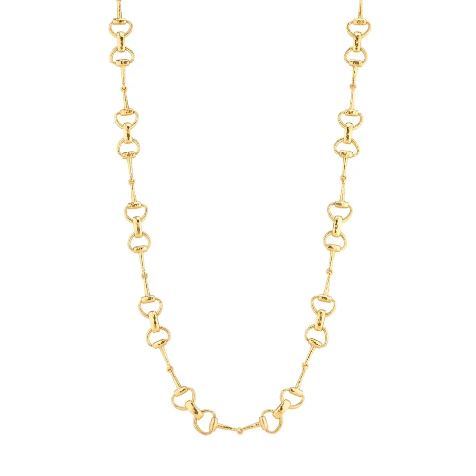 Equestrian Gold Snaffle Bit Chain Necklace 34"