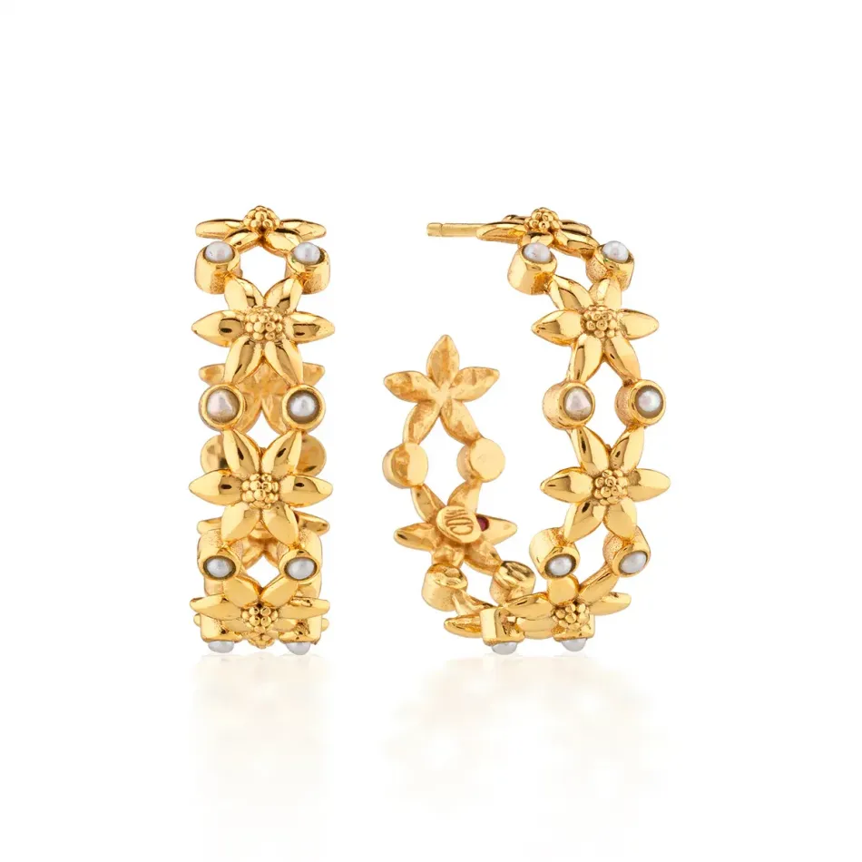 Jasmine Pearl Hoop Earrings