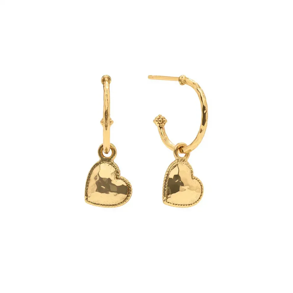 Love Gold Hoop Earrings with Removable Heart Charm