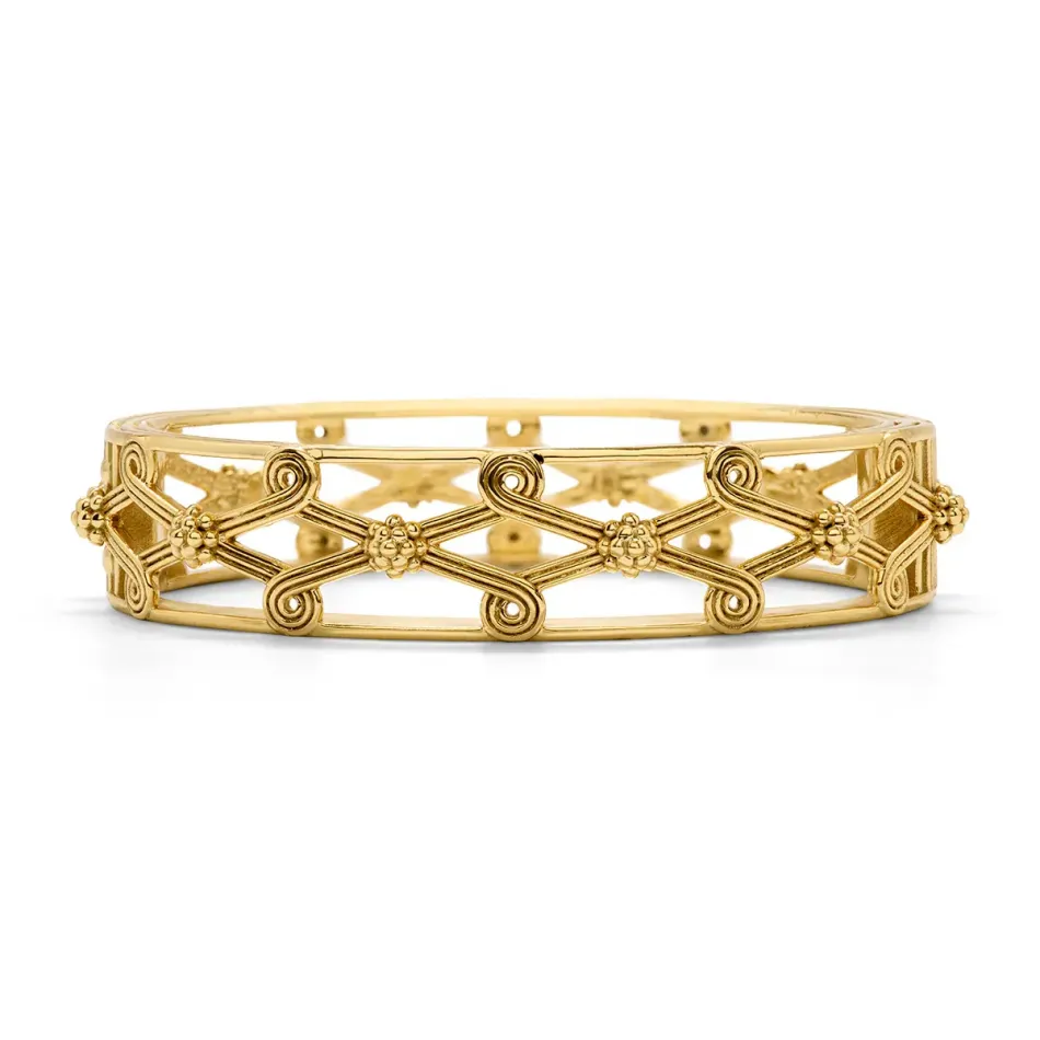 Monique Lattice Gold Hinged Bangle