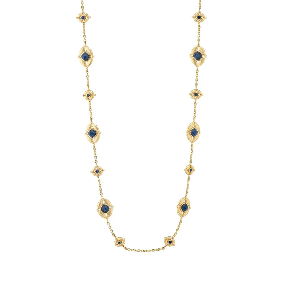 Mystic Eye Blue Labradorite/Green Onyx Double Sided Necklace