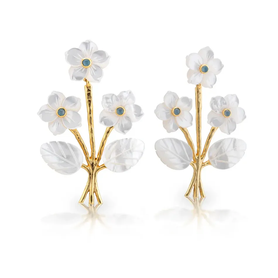 Mermaid Garden Mother of Pearl/Ocean Jade Convertible Bouquet Post Earrings