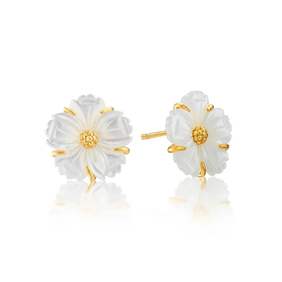 Mermaid Garden Mother of Pearl Stud Earrings Petite
