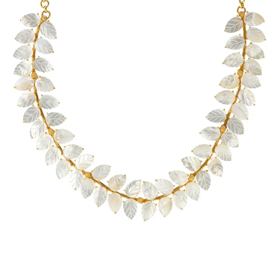 Mermaid Garden Vine Mother of Pearl Necklace 14"+3"