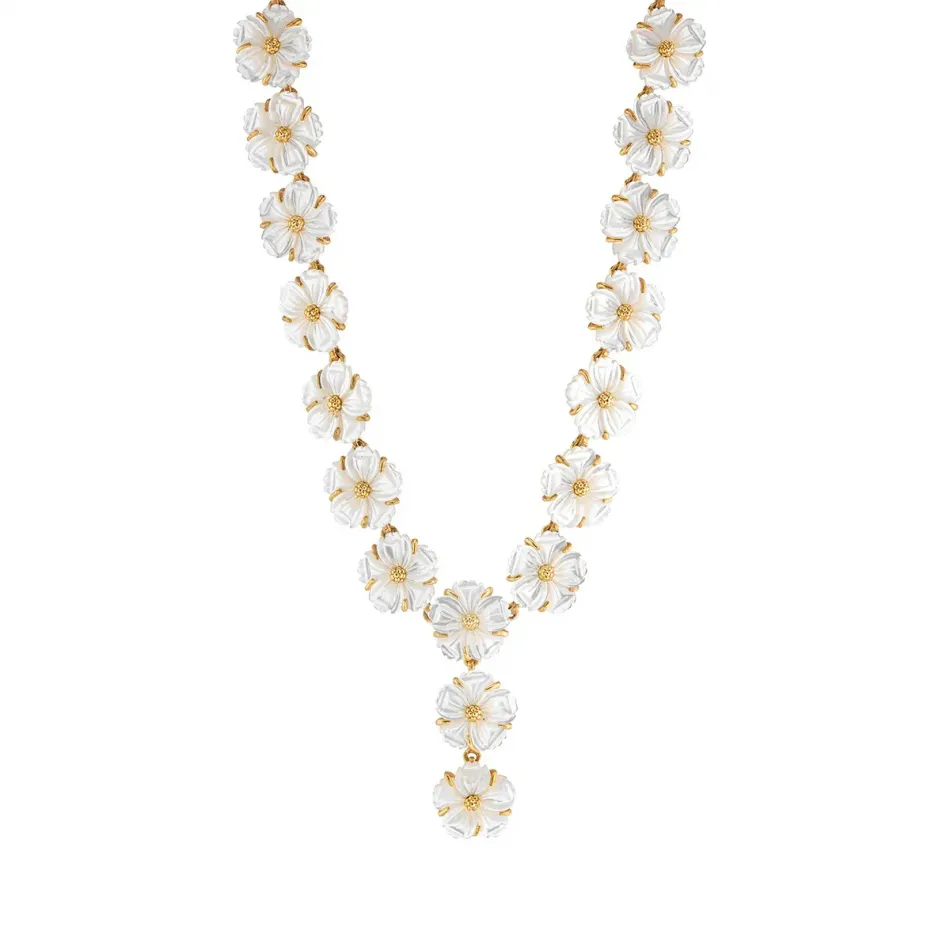 Mermaid Garden Mother of Pearl Riviere Convertible Necklace Petite 16"+2"