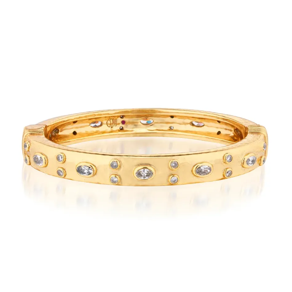Maharani Clear Cubic Zirconia Hinged Bangle