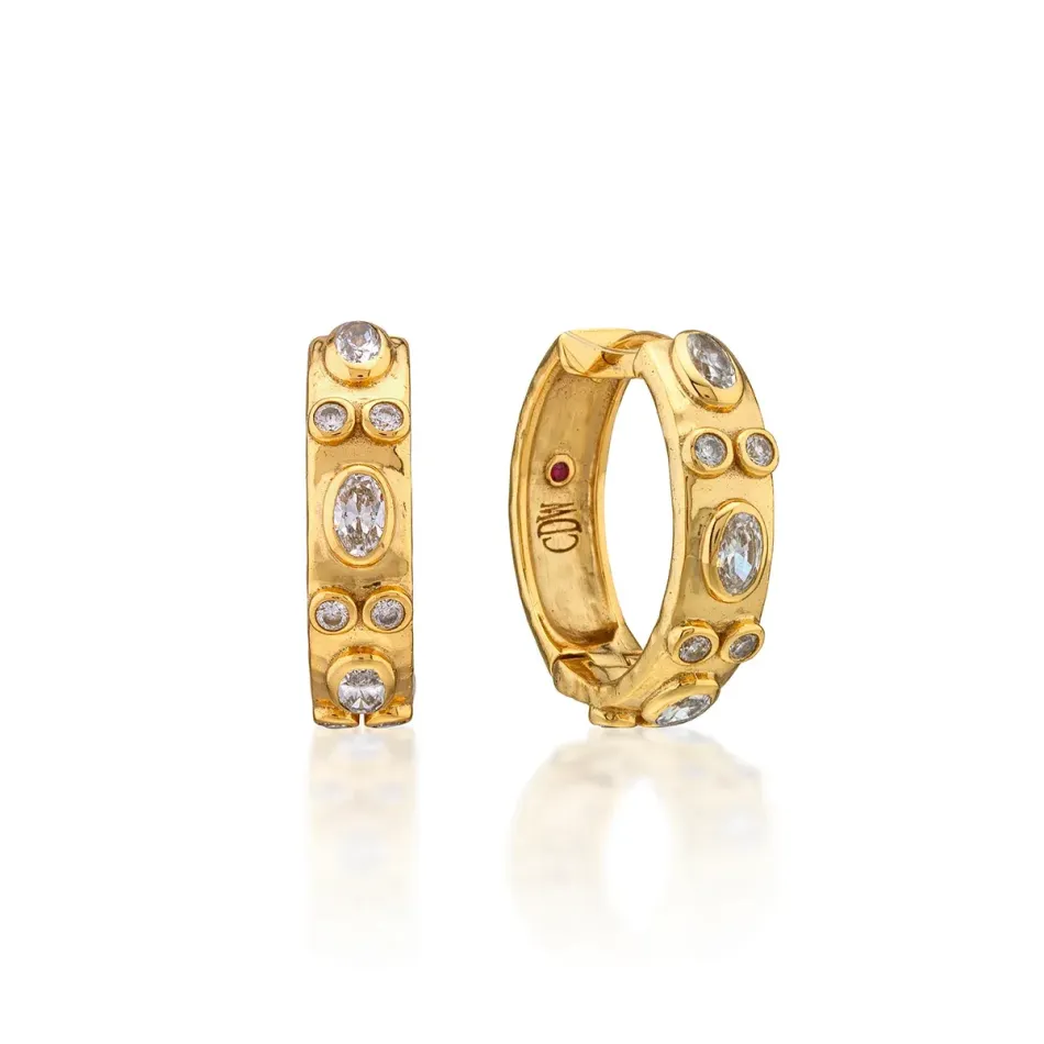 Maharani Clear Cubic Zirconia Huggie Hoop Earrings