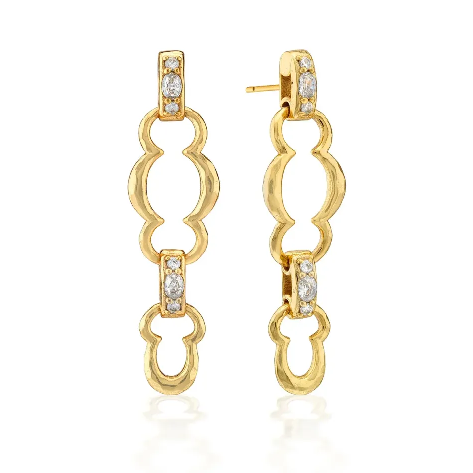 Maharani Clear Cubic Zirconia Double Drop Earrings Grande