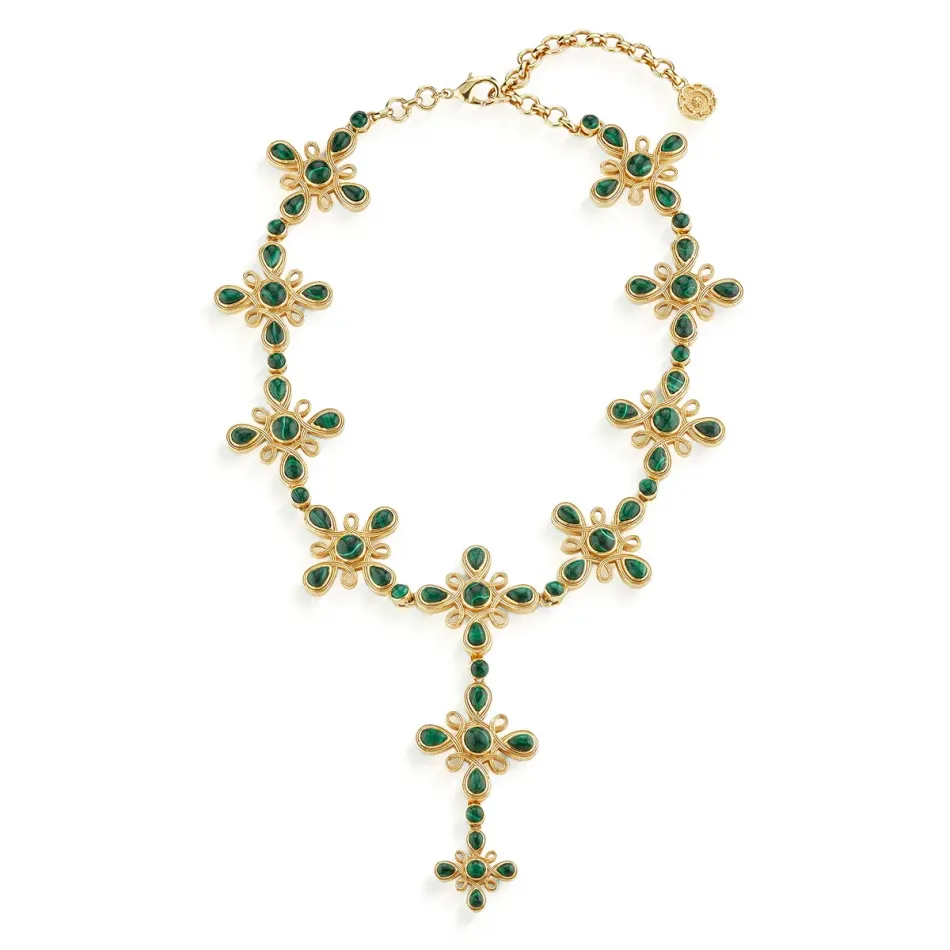 Monique Gem Malachite Convertible Necklace 16"+2"