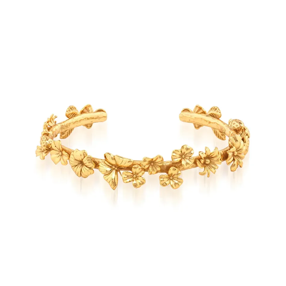 Meadow Flowers Gold Cuff Petite